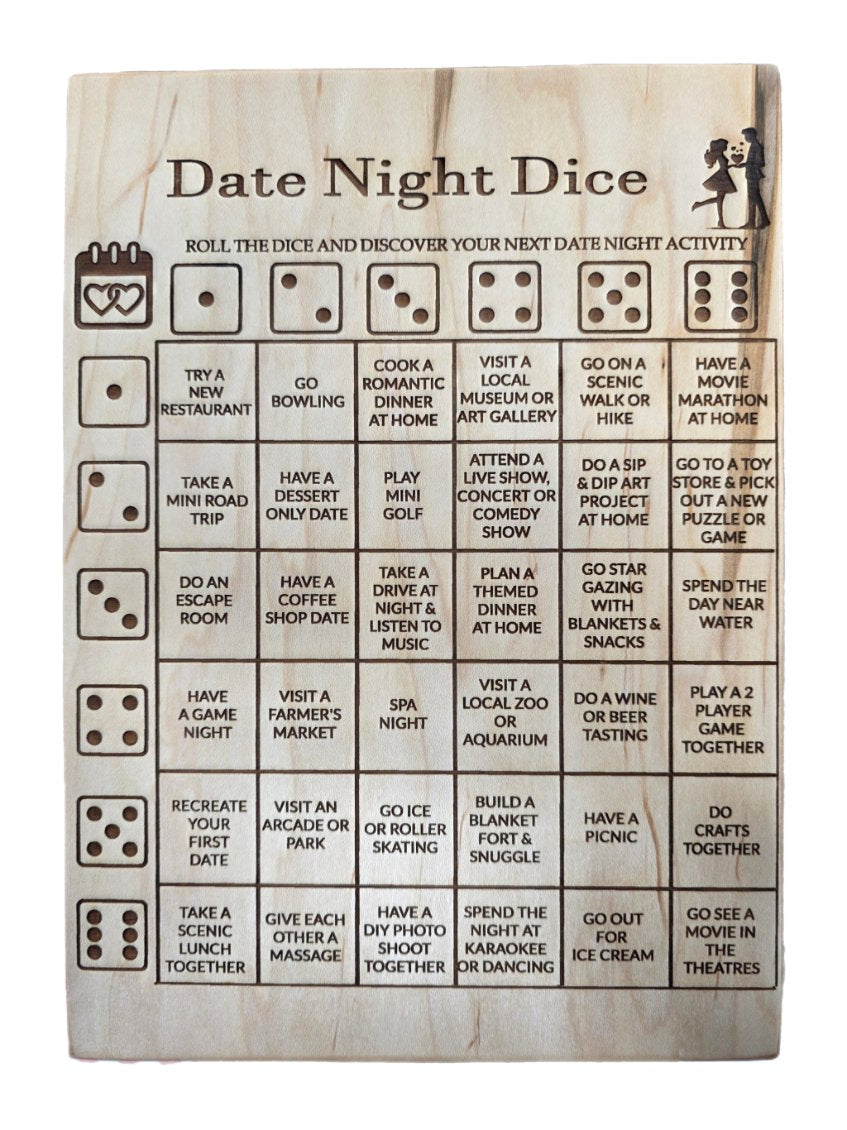 Date Night Dice Board | Couples Game & Date Ideas Gift