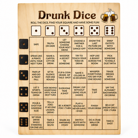 Drunk Dice Wooden Party Game Board | Adult Drinking Game