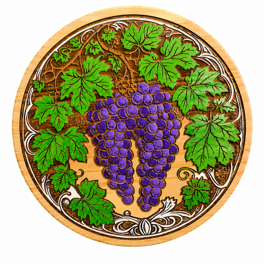 Vineyard Grapes Wooden Wall Art / Lazy Susan
