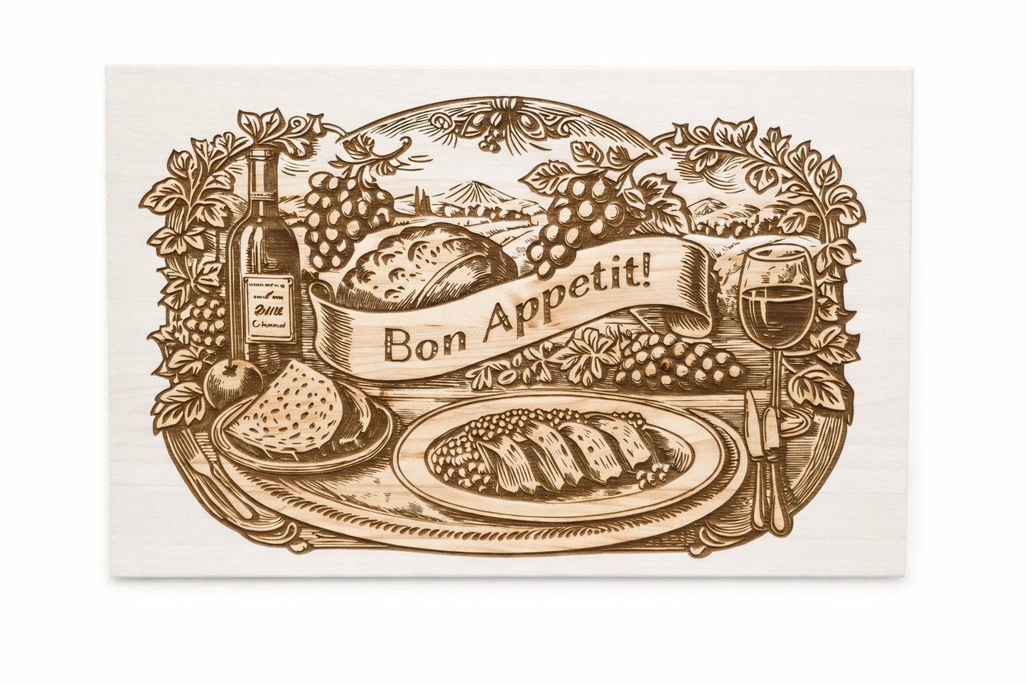 Bon Appetit! Maple Wood Serving Board – 19x12 Handmade Cutting Board | Rustic Kitchen Decor | Charcuterie Board