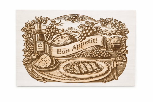 Bon Appetit! Maple Wood Serving Board – 19x12 Handmade Cutting Board | Rustic Kitchen Decor | Charcuterie Board